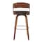 Armen Living Shelly 26" Counter Height Swivel Brown Faux Leather and Walnut Wood Bar Stool LCSHBABRWA26 - alternate 6